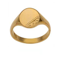 9ct Gold 8x6mm ladies engraved oval Signet Ring Sizes L-Q