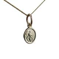 9ct Gold 8x6mm oval St Christopher Pendant with a 0.6mm wide curb Chain