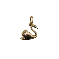 9ct Gold 9x12 Swimming Swan Pendant or Charm