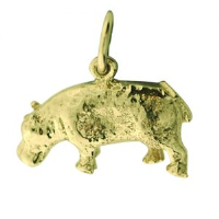 9ct Gold 9x17mm Hippopotamus Pendant or Charm