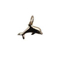 9ct Gold 9x19mm leaping Dolphin Pendant or Charm