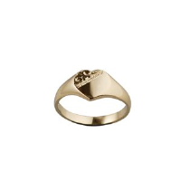 9ct Gold 9x9mm solid hand engraved heart shaped Signet Ring Sizes J-Q