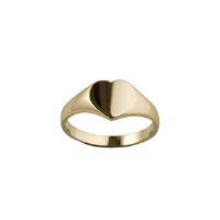 9ct Gold 9x9mm solid plain heart shaped Signet Ring Sizes J-Q