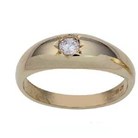 9ct Gold CZ Gypsy set solitaire Dress Ring Sizes R-Z