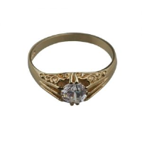 9ct Gold CZ set with carved shoulders Dress Ring Sizes R-W