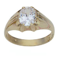 9ct Gold oval solitaire CZ set Dress Ring Sizes R-Z