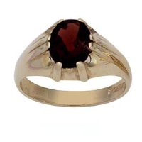9ct Gold oval solitaire garnet set Dress Ring Sizes R-Z