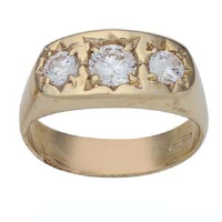 9ct Gold set with 3 CZ&#39;s Dress Ring Sizes R-Z