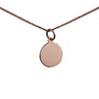 9ct Rose Gold 13mm round plain Disc Pendant with a 1mm wide curb Chain