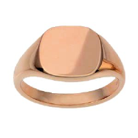 9ct Rose Gold 13x13mm solid plain cushion Signet Ring Sizes R-W