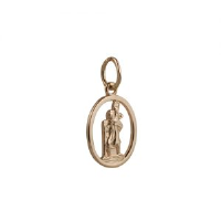 9ct Rose Gold 14x11mm oval pierced St Christopher Pendant
