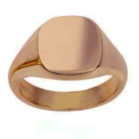 9ct Rose Gold 14x13mm solid plain cushion Signet Ring Sizes R-W