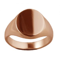 9ct Rose Gold 16x14mm solid plain oval Signet Ring Sizes R-W