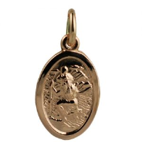 9ct Rose Gold 17x11mm oval St Christopher Pendant