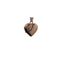 9ct Rose Gold 17x17mm heart shaped half hand engraved flat Locket