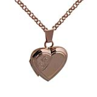 9ct Rose Gold 17x17mm heart shaped half hand engraved Locket with a 2.2mm wide belcher Chain