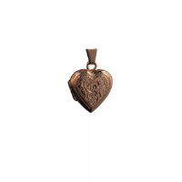 9ct Rose Gold 17x17mm heart shaped hand engraved flat Locket