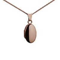 9ct Rose Gold 18x11mm oval plain Locket with a 1mm wide curb Chain