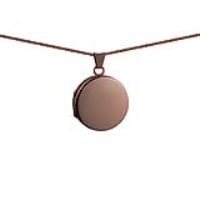 9ct Rose Gold 20mm round plain flat Locket with a 1mm wide curb Chain
