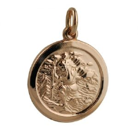 9ct Rose Gold 20mm round St Christopher Pendant