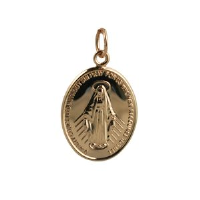 9ct Rose Gold 20x16mm oval Miraculous Medallion Medal Pendant