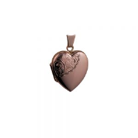 9ct Rose Gold 21x19mm heart shaped half hand engraved Locket