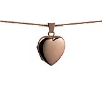 9ct Rose Gold 21x19mm heart shaped plain Locket with a 1mm wide curb Chain
