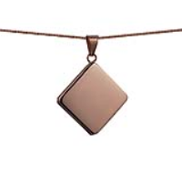 9ct Rose Gold 22mm diamond shaped plain flat Locket with a 1mm wide curb Chain 16 inches Only Suitable for Children