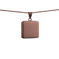 9ct Rose Gold 22mm square plain flat Locket with a 1mm wide curb Chain 16 inches Only Suitable for Children