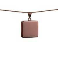 9ct Rose Gold 22mm square plain flat Locket with a 1mm wide curb Chain 18 inches