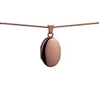 9ct Rose Gold 22x15mm oval plain Locket with a 1mm wide curb Chain