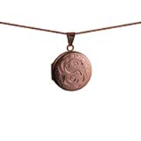 9ct Rose Gold 23mm round hand engraved flat Locket with a 1mm wide curb Chain 16 inches Only Suitable for Children