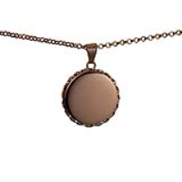 9ct Rose Gold 25mm round plain twisted wire edge flat Locket with a 2.2mm wide belcher Chain