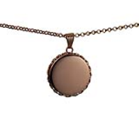 9ct Rose Gold 25mm round plain twisted wire edge flat Locket with a 2.2mm wide belcher Chain 20 inches