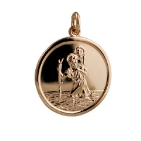 9ct Rose Gold 25mm round St Christopher Pendant
