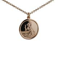 9ct Rose Gold 25mm round St Christopher Pendant with a 2.2mm wide belcher Chain 22 inches