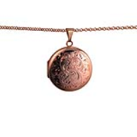 9ct Rose Gold 29mm round hand engraved Locket with a 2.2mm wide belcher Chain