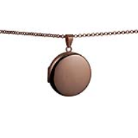 9ct Rose Gold 29mm round plain Locket with a 2.2mm wide belcher Chain 20 inches