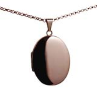 9ct Rose Gold 35x26mm oval plain Locket with a 2.2mm wide belcher Chain 22 inches