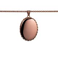 9ct Rose Gold 37x28mm oval plain twisted wire edge Locket with a 2.2mm wide belcher Chain