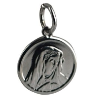 9ct White Gold 13mm round Our Lady of Sorrows Pendant