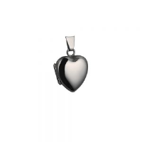 9ct White Gold 17x16mm heart shaped plain Locket