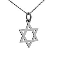 9ct White Gold 17x17mm plain Star of David Pendant with a 1mm wide curb Chain 16 inches Only Suitable for Children