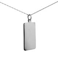 9ct White Gold 26x13mm plain oblong Disc Pendant with a 1mm wide curb Chain 16 inches Only Suitable for Children