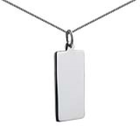 9ct White Gold 26x13mm plain rectangular Disc Pendant with a 1mm wide curb Chain 16 inches Only Suitable for Children