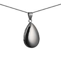 9ct White Gold 30x20mm teardrop plain Locket with a 1mm wide curb Chain 16 inches Only Suitable for Children