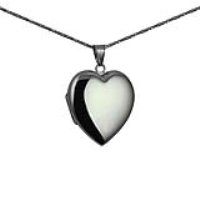 9ct White Gold 30x28mm heart shaped plain Locket with a 1.1mm wide spiga Chain 20 inches