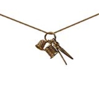 Four 9ct Gold 15x4mm Seamstress's Pendants with a 0.6mm wide curb Chain 20 inches