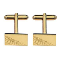Hard Gold Plated 11x17mm oblong engine turned Cufflinks