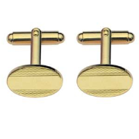 Hard Gold Plated 12x17mm oval centre space engine turned swivel Cufflinks